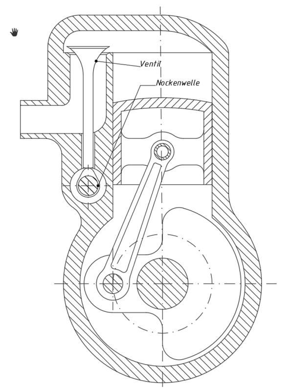 Ventilsteuerungen für Viertaktmotoren: Motor mit stehenden Ventilen (SV), seitengesteuert 