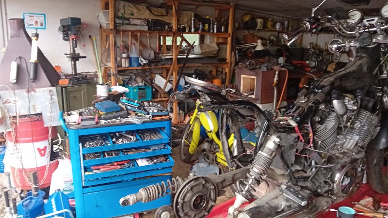 Motorradwerkstatt Schrauberbude Big Twin Yamaha XV 1100 Virgo Werkstatt